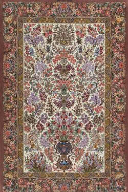 Multicolor rug, Fine quality floral Persian Qum rug with beige and mauve color. Size 3.4x5.6.