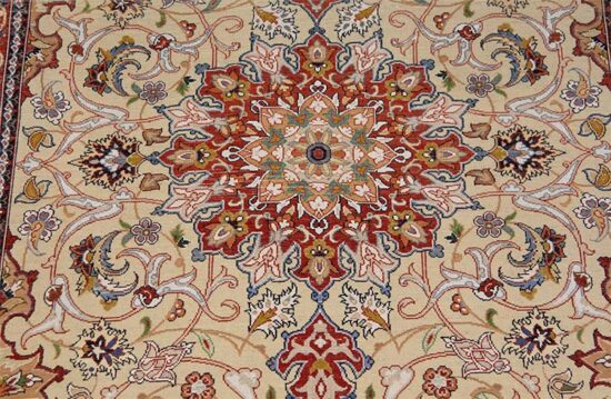 Hand Woven Persian Isfahan Rug, Vegetable Dyed Rug, Kurk & Silk Rug, size 2.10x3.9