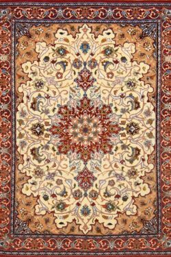 Hand Woven Persian Isfahan Rug, Vegetable Dyed Rug, Kurk & Silk Rug, size 2.10x3.9