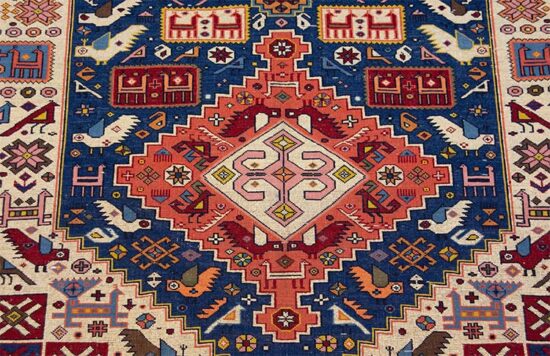 Handmade Persian Qashqai Rug, Geometric Style Rug. Size 5.3x8.3.