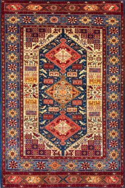 Handmade Persian Qashqai Rug, Geometric Style Rug. Size 5.3x8.3.