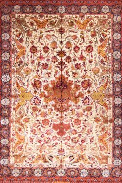 8x11 Beige Isfahan Rug, Hand Knotted Persian Rug, Vegetable Dyed Rug, size 8.3x11.5.