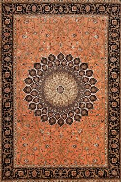 Handmade 6×9 Rug, Persian Tabriz Gonbadi Rug with Salmon Color.