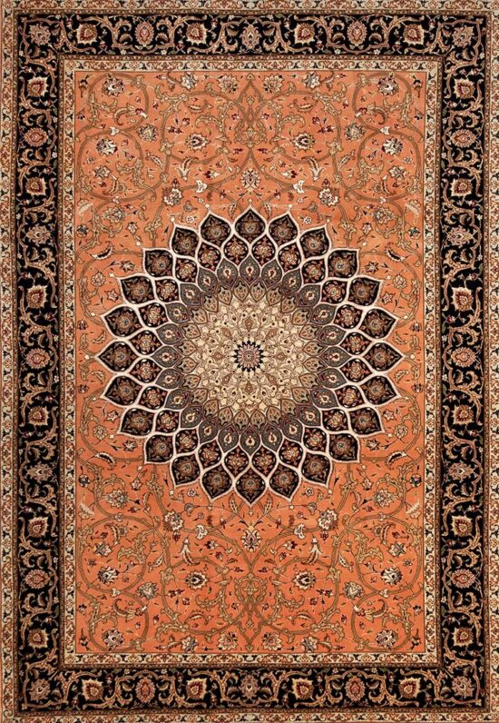 Handmade 6×9 Rug, Persian Tabriz Gonbadi Rug with Salmon Color.