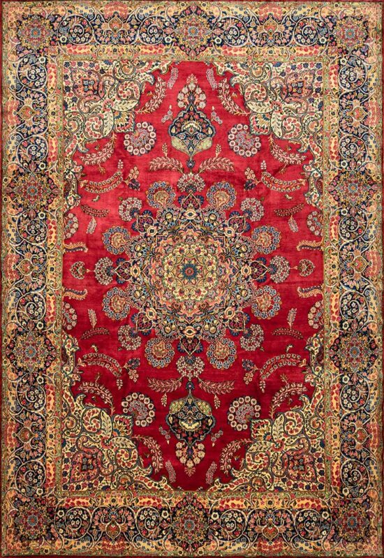 Iranian carpets, old 10x14 rug, hand Knotted Iranian traditional Kerman carpet.