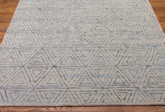 5x7 rug in our rug store, handmade wool modern rug in green blue color.