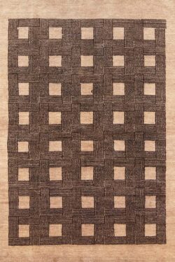 Brown area rugs made of 100% wool with color combination of brown and beige.