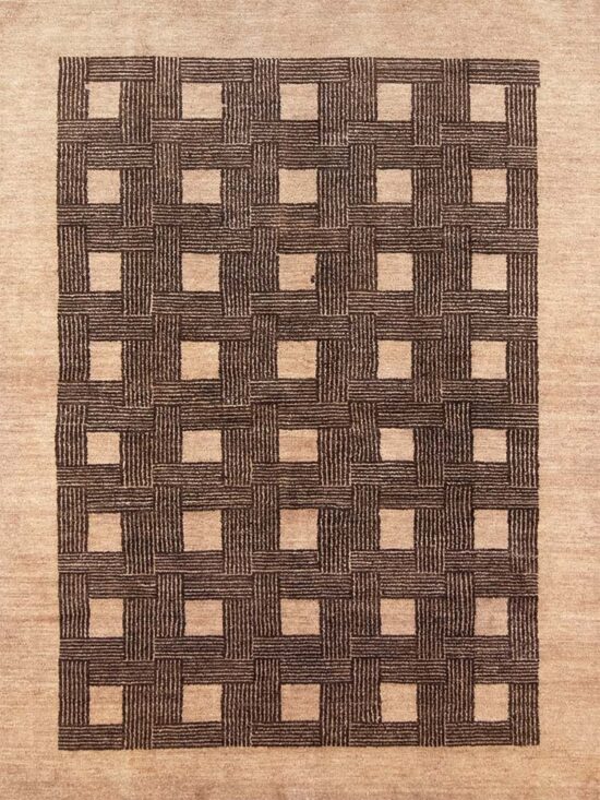 Brown area rugs made of 100% wool with color combination of brown and beige.