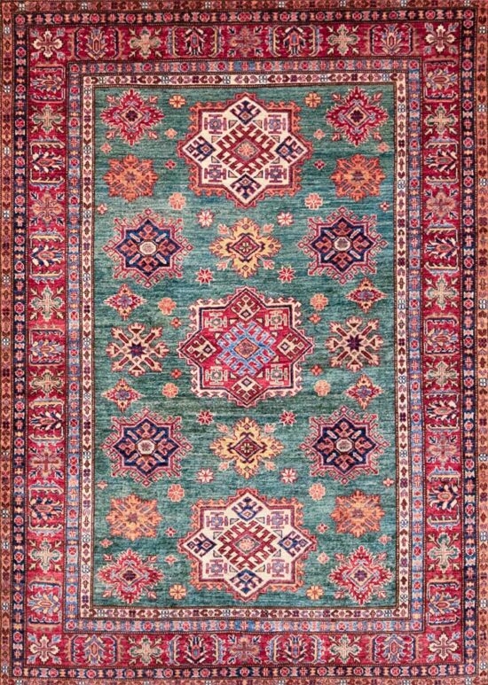 5×7 Rug, Handmade Traditional Style Rug, Geometric Kazak Design Rug.