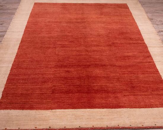 Handmade Contemporary Rug, Red & Beige Color Persian Gabbeh Rug.