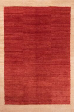 Handmade Contemporary Rug, Red & Beige Color Persian Gabbeh Rug.