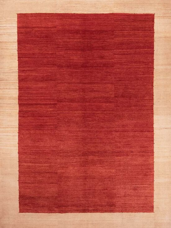 Handmade Contemporary Rug, Red & Beige Color Persian Gabbeh Rug.