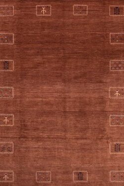 8×10 Brown Color Gabbeh Rug, Contemporary Persian Gabbeh Wool Rug.