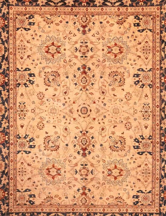 9×12 Transitional Rug, Hand Knotted Ziegler Style Rug, with Beige & Rust.