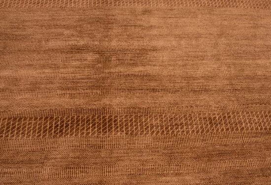 Contemporary handmade rug in brown color. Size 8x10.4.