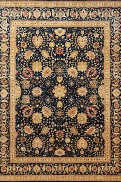 8x10 Black Rug, Floral Hand Knotted Wool Rug. Size 8.2x10.3.