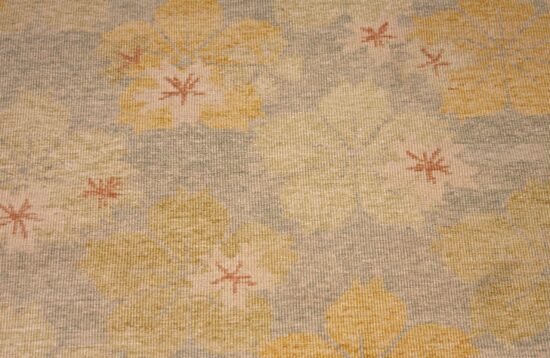 Wool flower rug modern style rug with olive green color in the main field. Size 8.7x11.7.