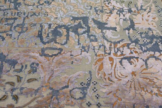 Vintage modern rug made of wool and silk, designer modern rug. Size 8.10x12.2.