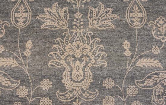 Olive green rug, handmade floral modern wool rug made in India. Size 8.2x10.3.