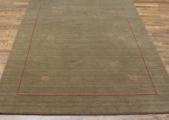 Brown area rug made of 100% wool in contemporary Gabbeh style. Size 5.2x6.10