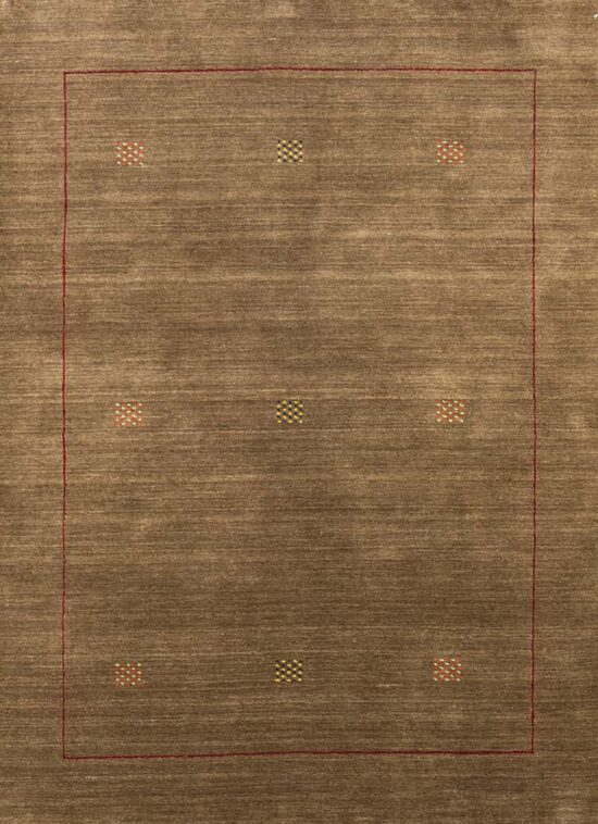 Brown area rug made of 100% wool in contemporary Gabbeh style. Size 5.2x6.10