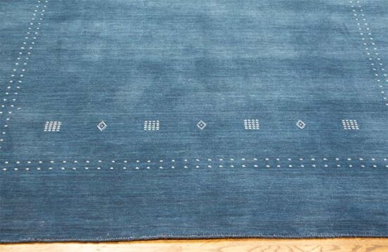 Blue area rug made of wool, modern 6x9 Indian rug.