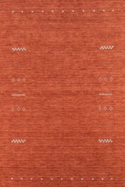 Modern rust area rug crafted in India made of 100% wool. Size 5.4x8.1.