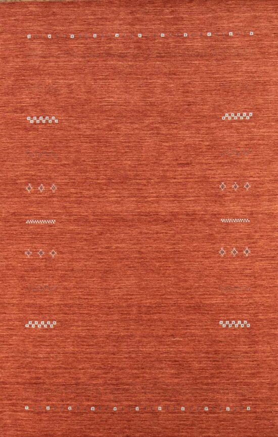 Modern rust area rug crafted in India made of 100% wool. Size 5.4x8.1.