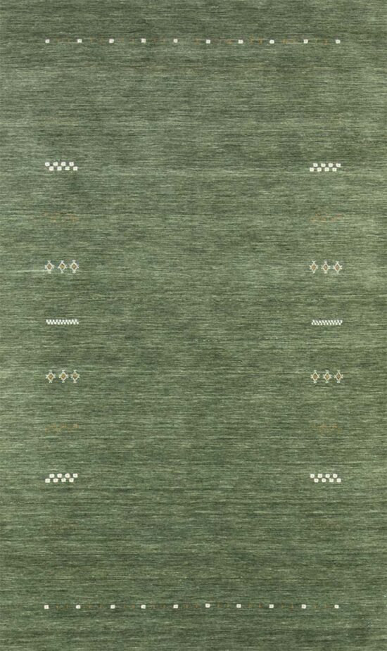 Sage green rug, modern wool rug made in India. Size 5.2x8.5.