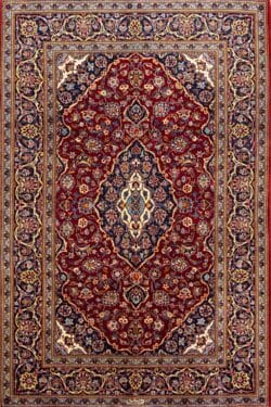 Floral rug, handmade Persian Kashan red floral rug in red and navy blue colors. Size 4.9x7.1.