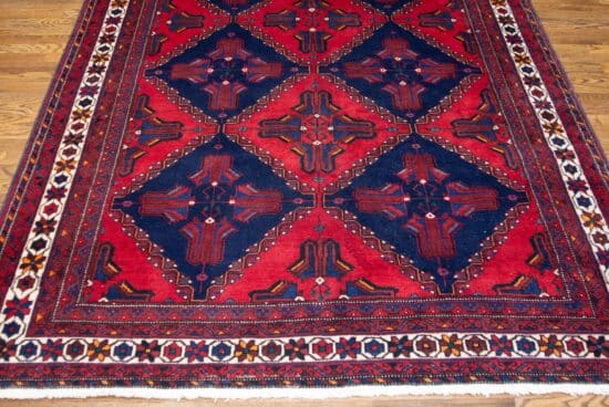 Kitchen area rugs made of wool, Persian red area rugs for kitchen. Size 5.9x8.1.