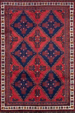 Kitchen area rugs made of wool, Persian red area rugs for kitchen. Size 5.9x8.1.