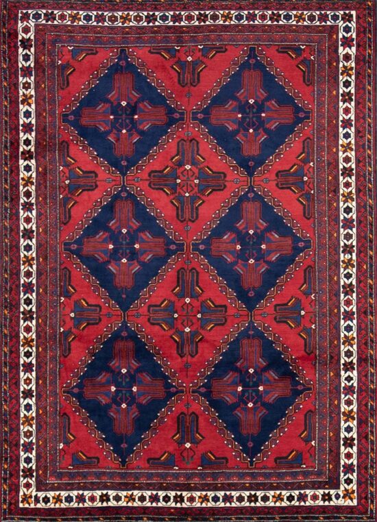 Kitchen area rugs made of wool, Persian red area rugs for kitchen. Size 5.9x8.1.