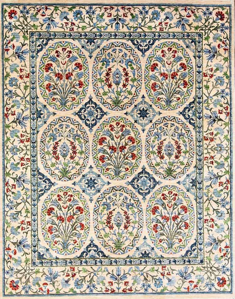 7519- Decorative rugs, fine quality hand knotted floral rug made from wool crafted in Pakistan. Size 8.2x10.4.