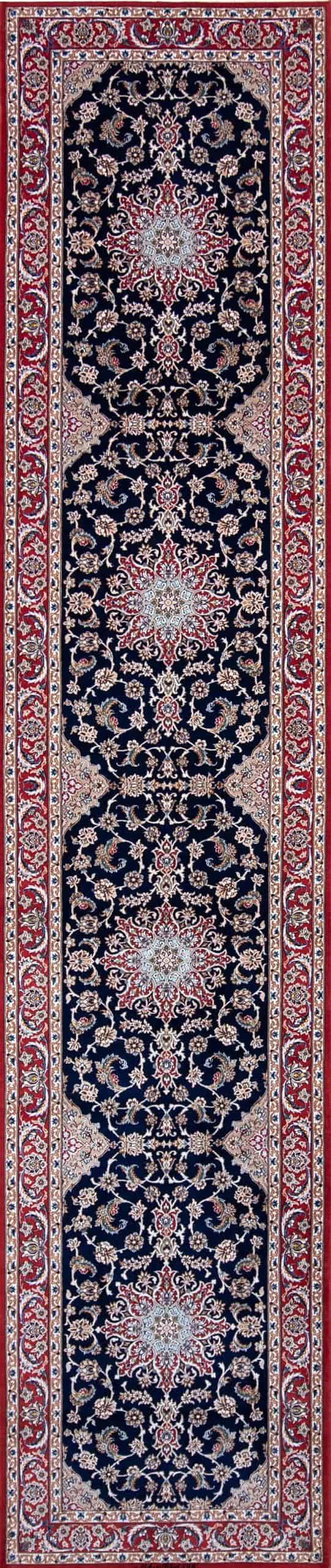 7553- Runner rug, beautiful high quality handmade Persian Isfahan rug runner made from kork wool and silk. Size 2.10x13.4.