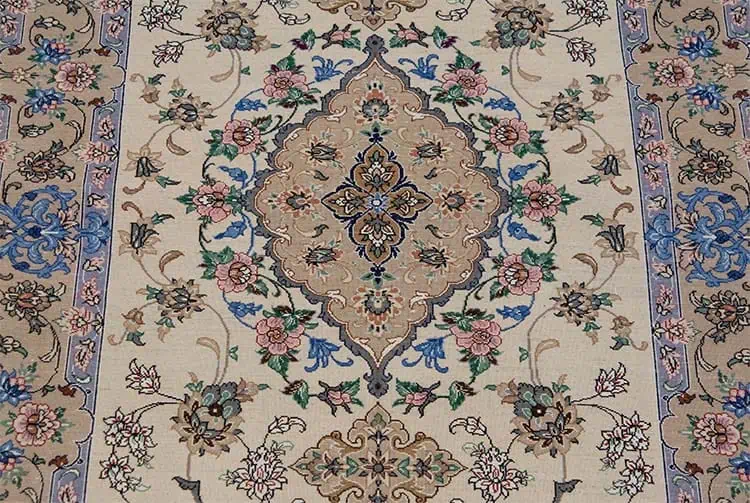 7544- High quality kork wool and silk handmade Persian Isfahan hallway runner rug for dark hallway. Size 2.9x10.10. Backside image.