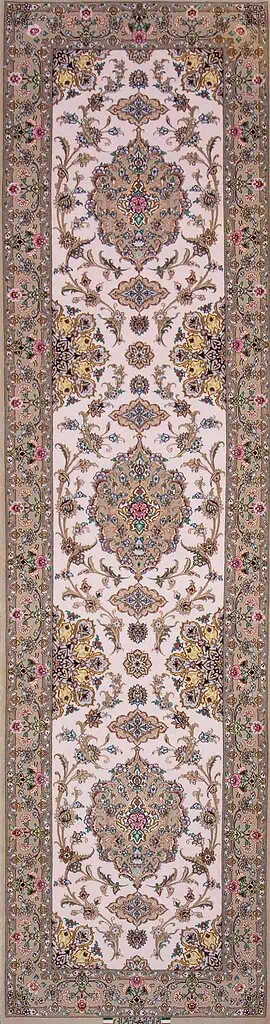 7545- Stair runner, fine quality handmade kork wool and silk Persian Isfahan runner rug for stairs. Size 2.10x10.10.