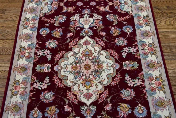 7547- Purple red runner rugs for hallways, handmade Persian Tabriz wool and silk runner rug. Size 2.10x8.1.
