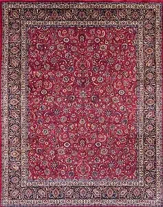 2565- Exquisite fine quality handmade Persian Mashad 10x12 area rug, an example of rugs with no medallion.