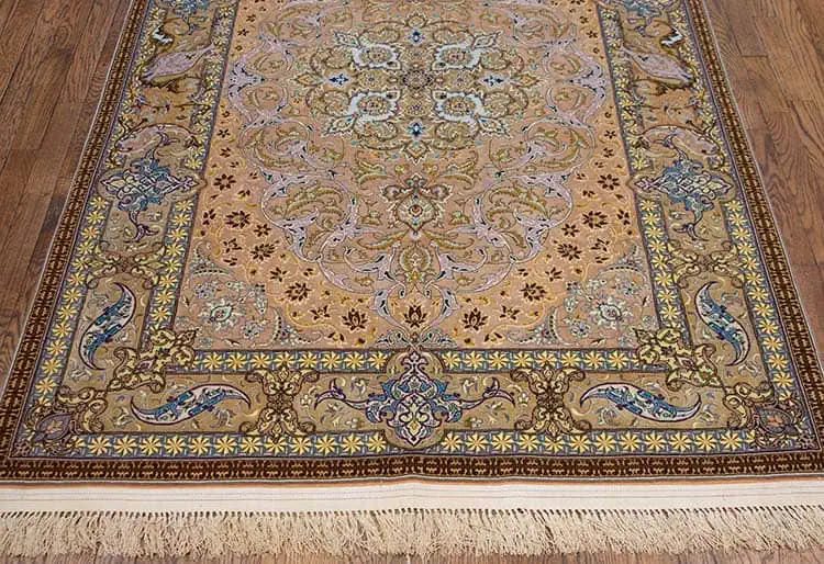 1114- Gorgeous top quality vegetable dyed silk Persian rug crafted for pure luxury and value. Size 4.4x6.6.