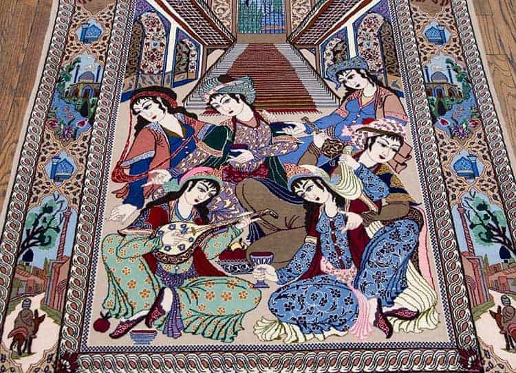 1182- Hand Knotted Pictorial Rug, Poetic Scenery Persian Isfahan Rug. Size 3.9x5.8. 1182- Hand Knotted Pictorial Rug, Poetic Scenery Persian Isfahan Rug. Size 3.9x5.8.