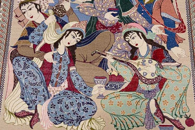 1182- Hand Knotted Pictorial Rug, Poetic Scenery Persian Isfahan Rug. Size 3.9x5.8. Backside image. 1182- Hand Knotted Pictorial Rug, Poetic Scenery Persian Isfahan Rug. Size 3.9x5.8. Backside image.