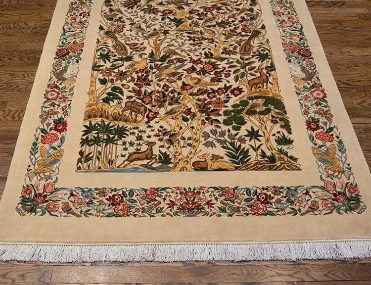 1249- 4x7 Qum Persian rug, handmade Persian Qum rug the artwork of Iran made to perfection.
