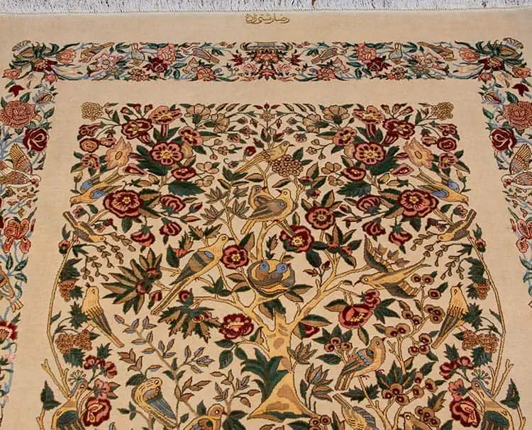 1249- 4x7 Qum Persian rug, handmade Persian Qum rug the artwork of Iran made to perfection.