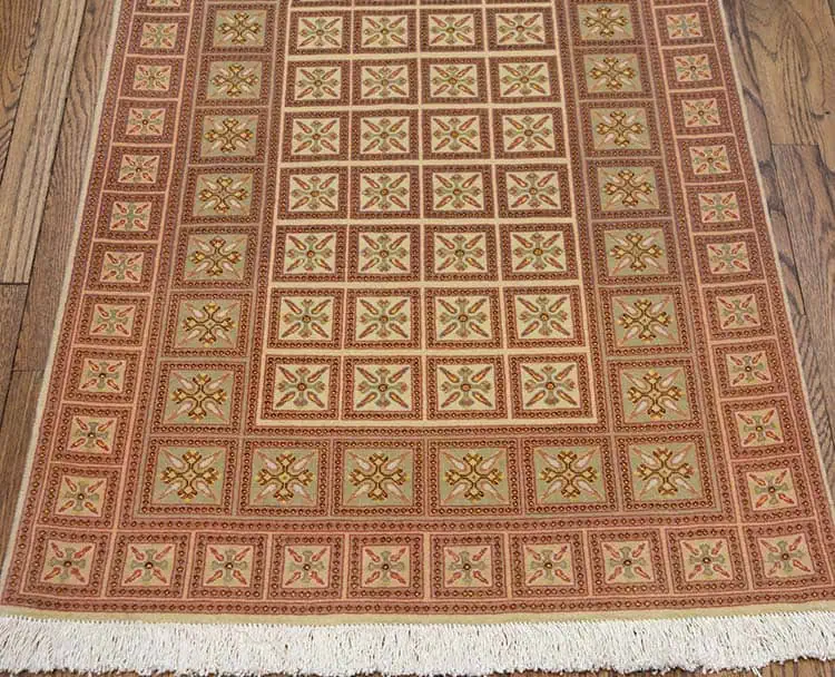 2387- A unique style handmade Iranian carpet from Tabriz, Iran made of wool and silk. Size 2.8x4.2.