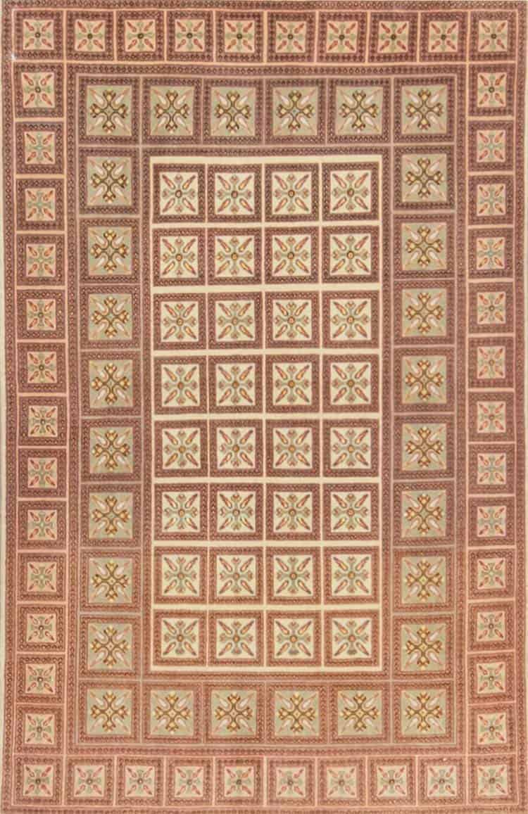 2387- A unique style handmade Iranian carpet from Tabriz, Iran made of wool and silk. Size 2.8x4.2.