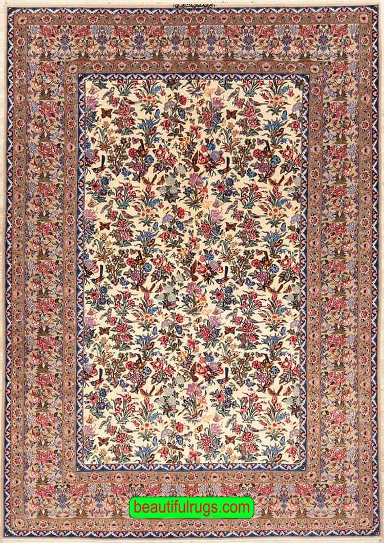 2453 Handmade Gol o Bolbol Rug, Persian Isfahan Rug, Allover Design Rug. Size 7x10.2.