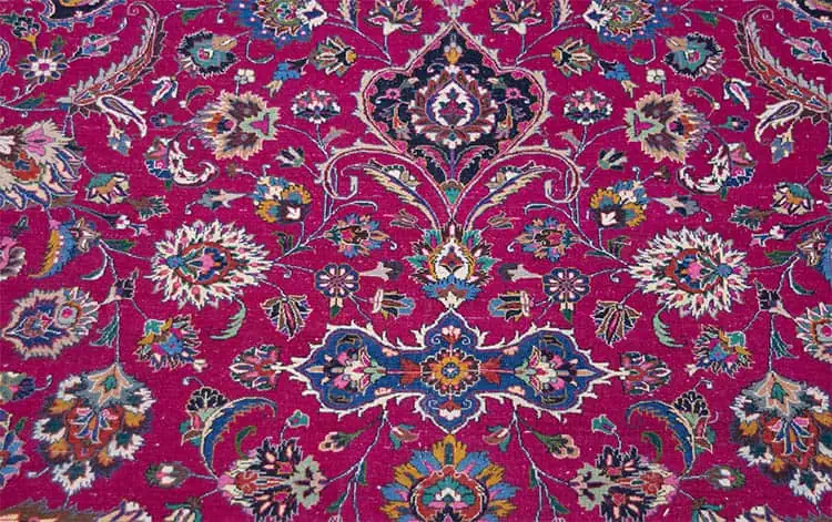 2541- Handmade Persian rug in raspberry red color for living room, Size 10x12.8. Backside image.