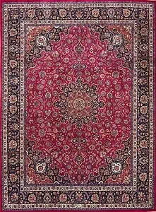 Living room rugs, Persian Mashad 10x12 rug in raspberry red color for living room.