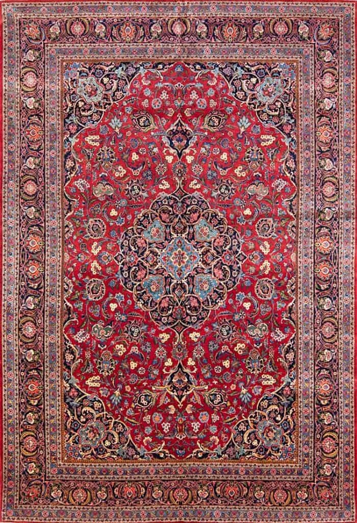 Rug 2791- Persian burgundy rug with beautiful center medallion and floral motifs. Handmade old Persian Kashan rug in excellent condition. Size 8.9 x 12.9. 